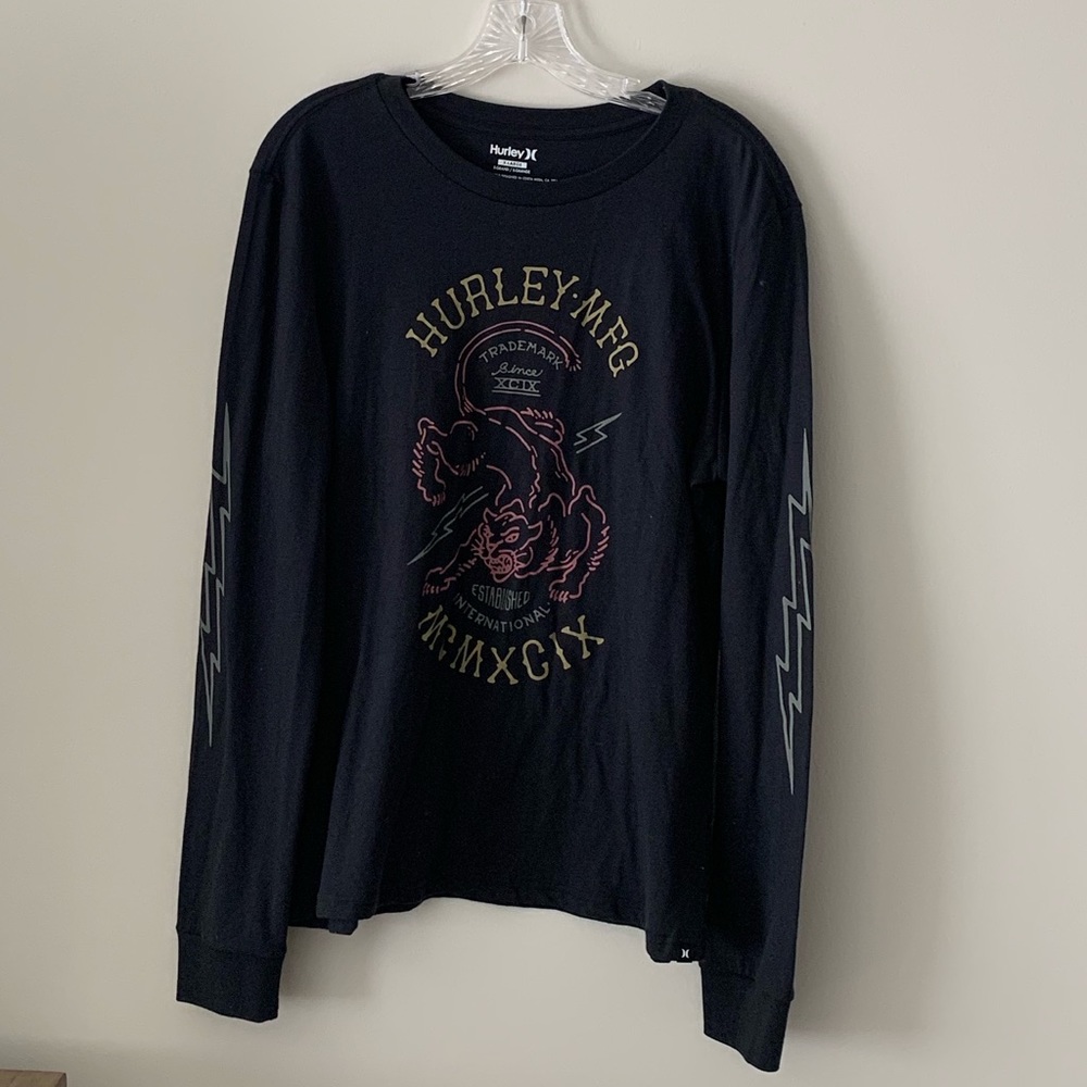 Hurley New Long Sleeve Black T-Shirt Size XL